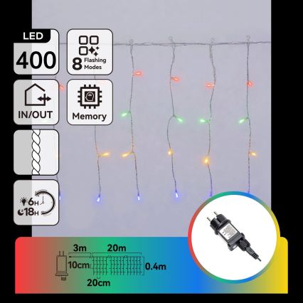 Aigostar - LED välitingimustesse mõeldud jõulukett 400xLED/8 funktsiooni 23x0,4m IP44 mitmevärviline