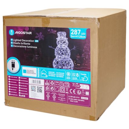 Aigostar - LED väljas jõulukaunistus 3,6W/31/230V 6500K 120cm IP44 lumememm