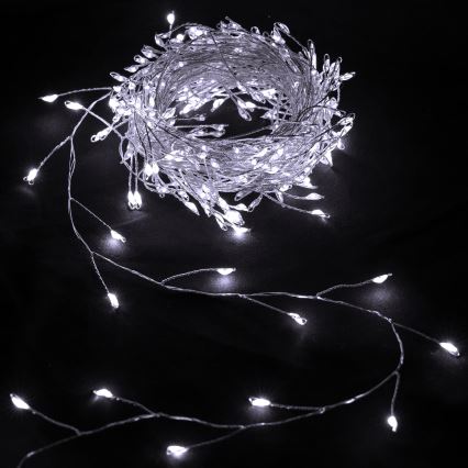 Aigostar - LED väljas kasutatav jõulukett 300xLED/8 funktsiooni 3xAA 9,3m IP44 külmvalge