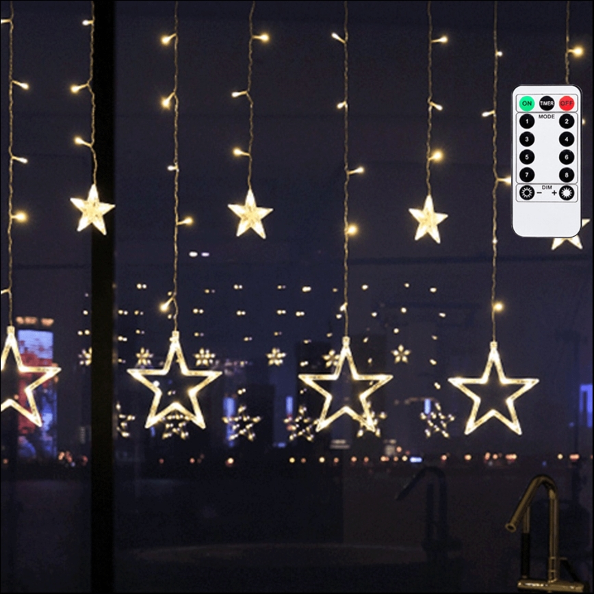 Aigostar - LED välisvalgustuse valgusketi 120xLED/8 funktsiooni 3x0,6 m IP44 soe valge + kaugjuhtimispult