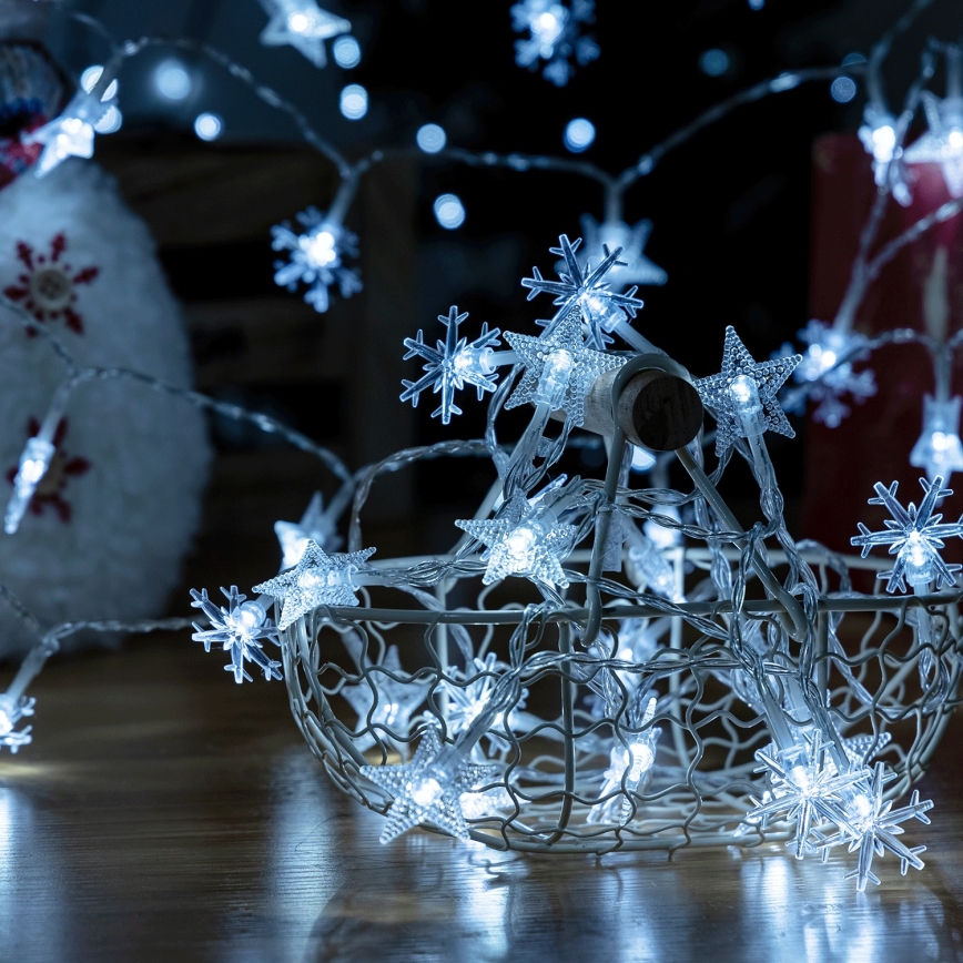 Aigostar - LED välitingimustesse mõeldud jõulutuled 25xLED/8 režiimi 3xAA 2,5 m IP44 külmvalge
