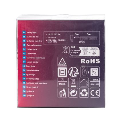 Aigostar - LED väljas kasutatav dekoratiivne valguskett 10xLED/8m IP44 külm valge