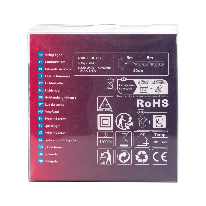Aigostar - LED väljas kasutatav dekoratiivne valguskett 10xLED/8m IP44 külm valge