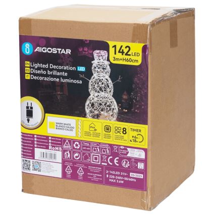 Aigostar - LED Väljas jõulukaunistus LED/3,6W/31/230V 2700K 60 cm IP44 lumememm