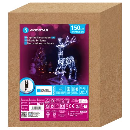 Aigostar - LED välistingimustes jõulukaunistus LED/3,6W/31/230V 6500K 75 cm IP44 põhjapõder