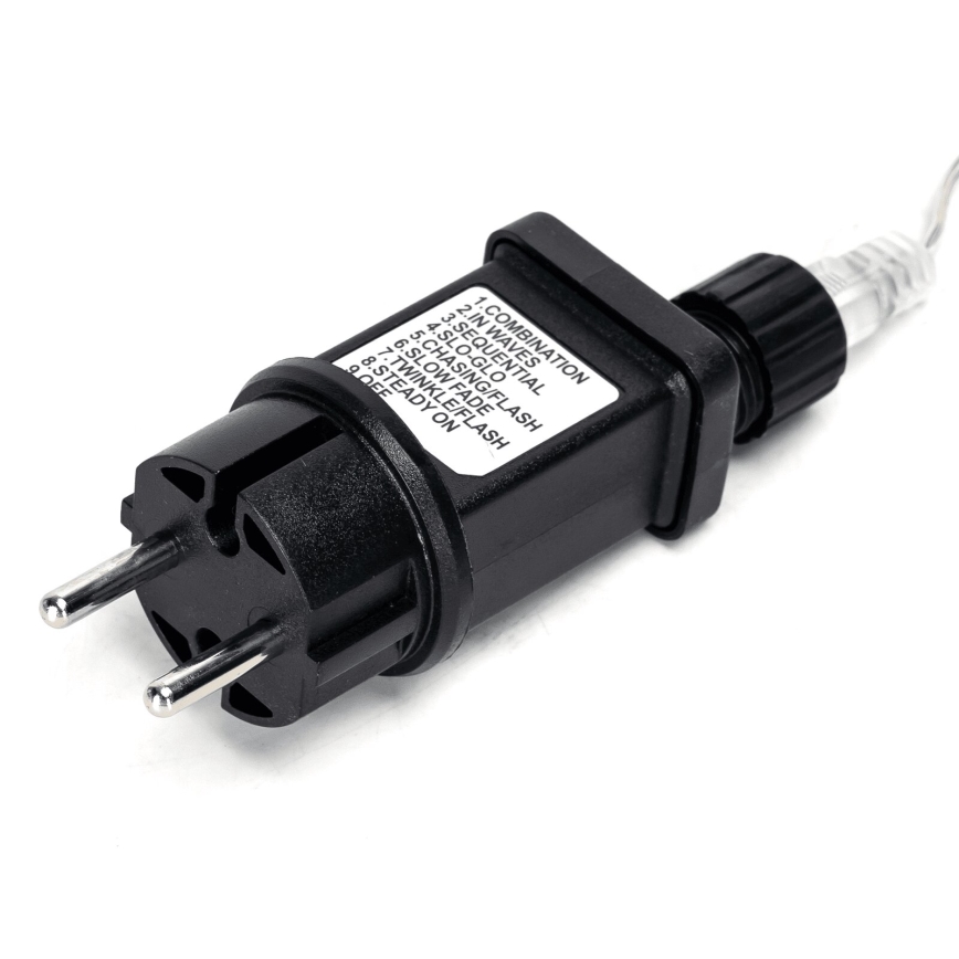 Aigostar - LED väljas kasutatav jõulukaunistuste valgusketi 50xLED/8 funktsiooni 8m IP44 külmvalge