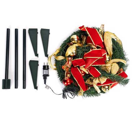 Aigostar - LED välijõulupuu 80xLED 1,2m IP44 punane/kuldne soe valge