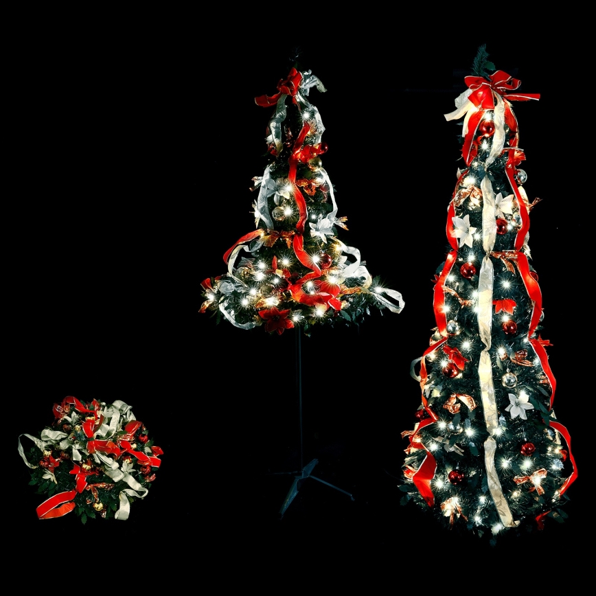 Aigostar - LED-välijõulupuu, 80 LED-iga, 1,2 m, IP44, punane ja külmvalge