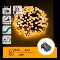Aigostar - LED väljas kasutatav jõuluriba 25×LED/8 režiimi 3×AA 2,8 m IP44 soe valge