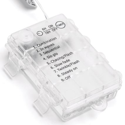 Aigostar - LED väljas kasutatav jõuluvalgusnöör 200xLED/8 funktsiooni 3xAA 5x2m IP44 soe valge