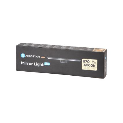 Aigostar - LED vannitoa peegelvalgusti LED/8W/230V 4000K 40 cm IP44 must