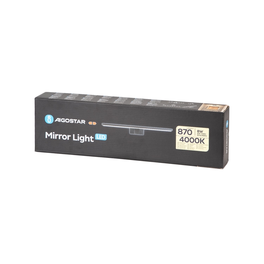 Aigostar - LED vannitoa peegelvalgusti LED/8W/230V 4000K 40 cm IP44 must