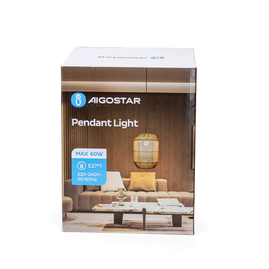 Aigostar - Lühter 1xE27/60W/230V beež