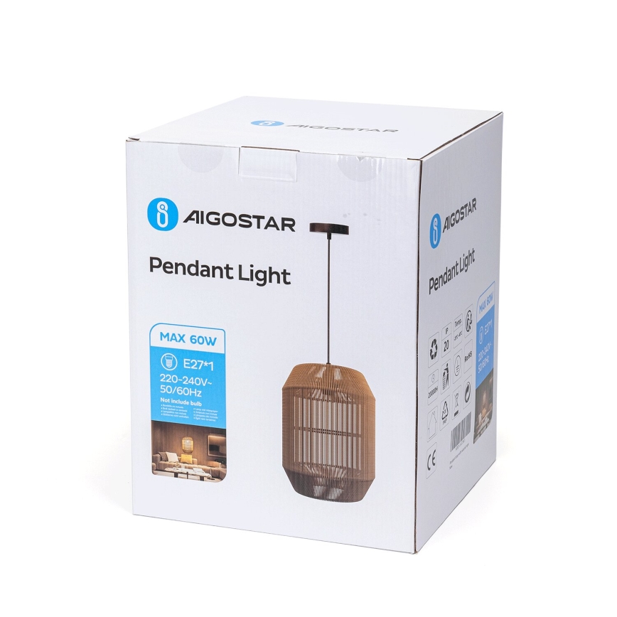Aigostar - Lühter 1xE27/60W/230V beež