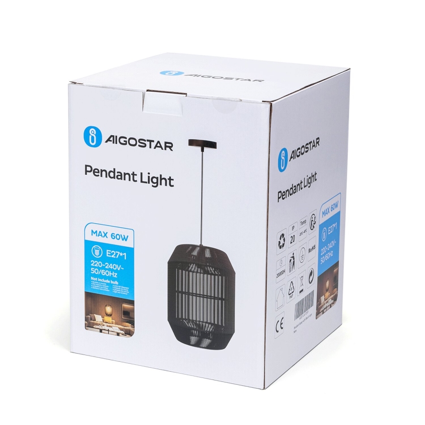 Aigostar - Lühter 1xE27/60W/230V must