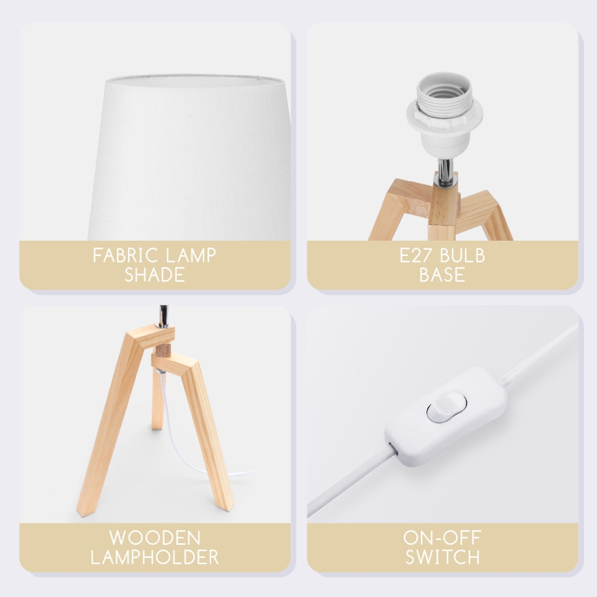 Aigostar - Männipuidust laualamp 1xE27/60W/230V