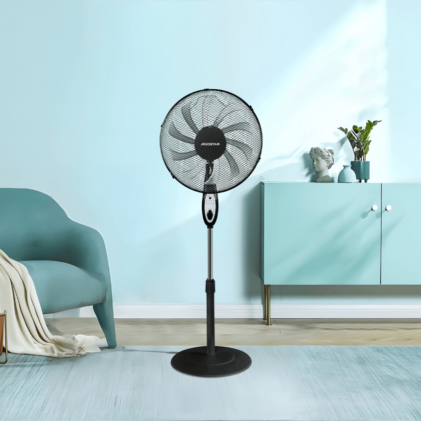 Aigostar - Seisev ventilaator 55W/230V 130 cm must + kaugjuhtimispult