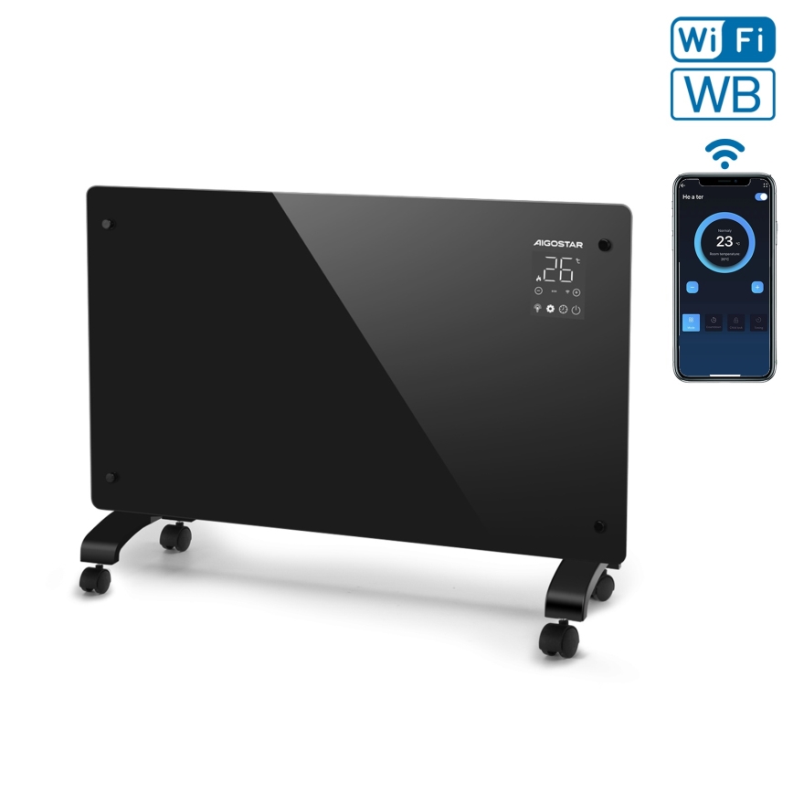 Aigostar - Nutikas elektriline otsekuumutaja/konvektor LCD-ekraaniga ECO/1000/2000W Wi-Fi