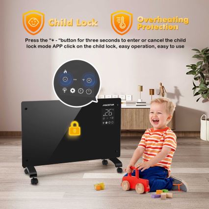 Aigostar - Nutikas elektriline otsekuumutaja/konvektor LCD-ekraaniga ECO/1000/2000W Wi-Fi