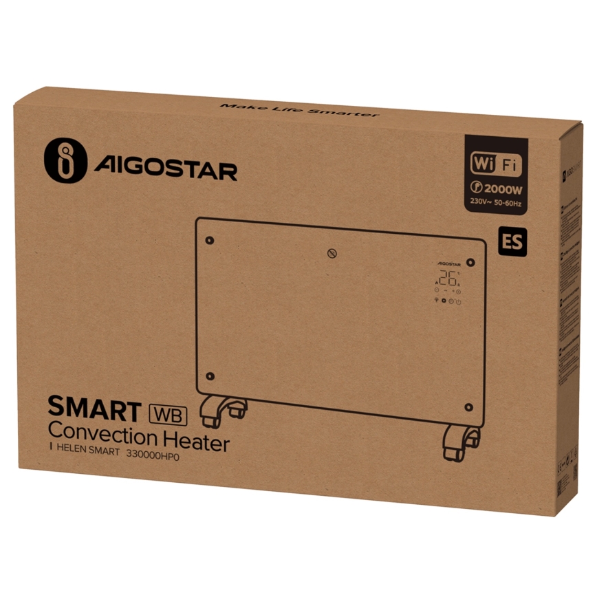 Aigostar - Nutikas elektriline otsekuumutaja/konvektor LCD-ekraaniga ECO/1000/2000W Wi-Fi
