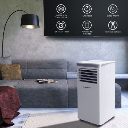 Aigostar - Nutikas mobiilne õhukonditsioneer 3-ühes 1003W/230V 9000 BTU Wi-Fi valge + kaugjuhtimispult
