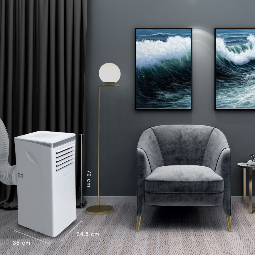 Aigostar - Nutikas mobiilne õhukonditsioneer 3-ühes 1003W/230V 9000 BTU Wi-Fi valge + kaugjuhtimispult