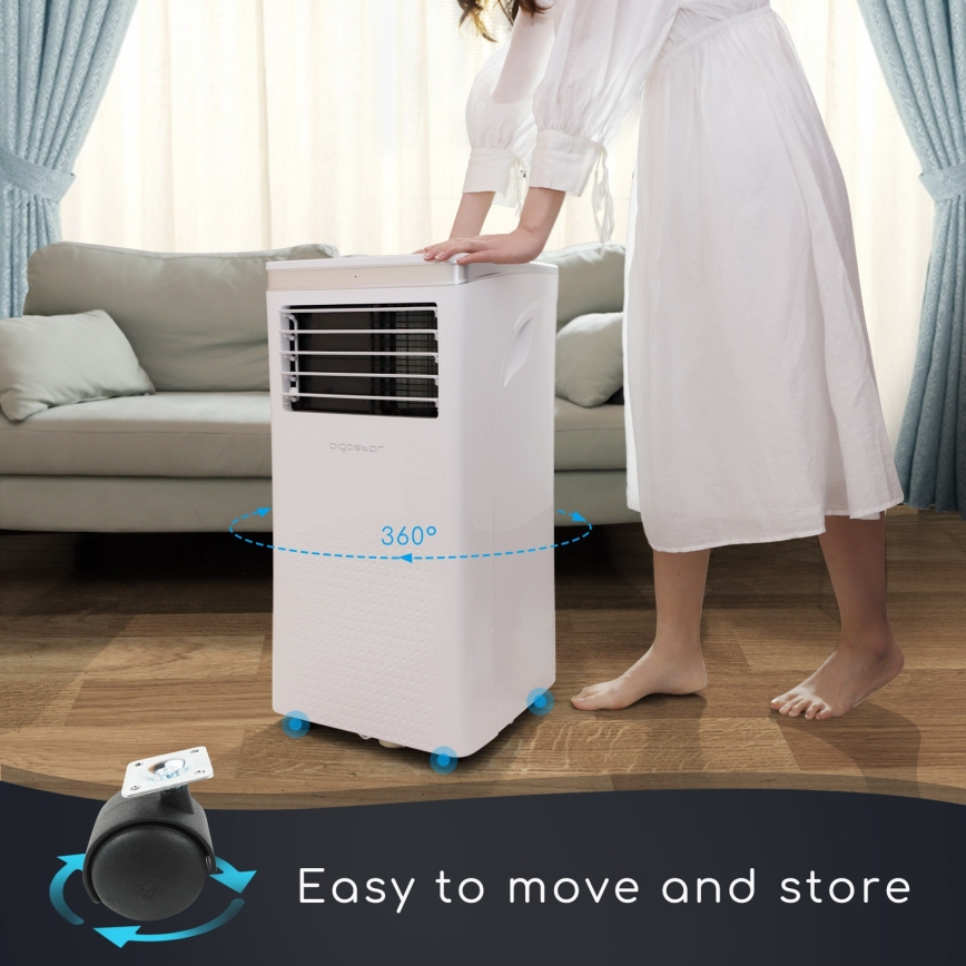 Aigostar - Nutikas mobiilne õhukonditsioneer 3-ühes 1003W/230V 9000 BTU Wi-Fi valge + kaugjuhtimispult