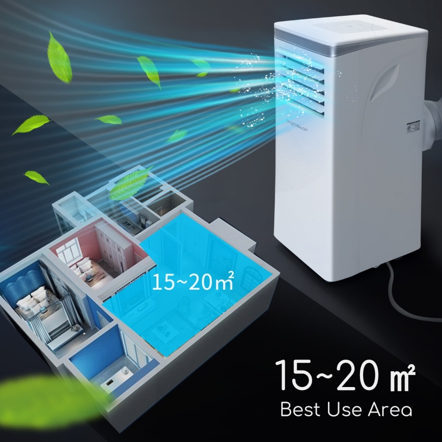Aigostar - Nutikas mobiilne õhukonditsioneer 3-ühes 1003W/230V 9000 BTU Wi-Fi valge + kaugjuhtimispult