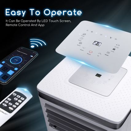 Aigostar - Nutikas mobiilne õhukonditsioneer 3-ühes 1003W/230V 9000 BTU Wi-Fi valge + kaugjuhtimispult