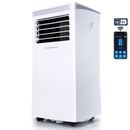 Aigostar - Nutikas mobiilne õhukonditsioneer 3-ühes 1003W/230V 9000 BTU Wi-Fi valge + kaugjuhtimispult
