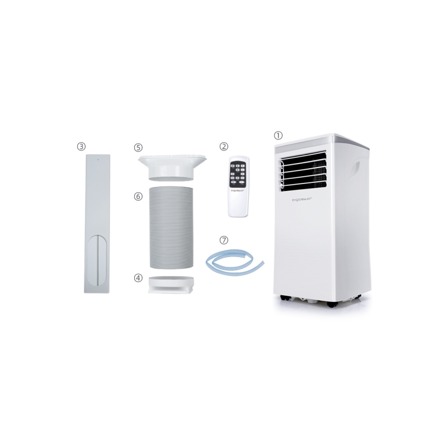 Aigostar - Nutikas mobiilne õhukonditsioneer 3-ühes 1003W/230V 9000 BTU Wi-Fi valge + kaugjuhtimispult