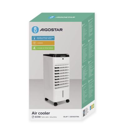 Aigostar - Õhujahuti 60W/230V valge/must + kaugjuhtimispult