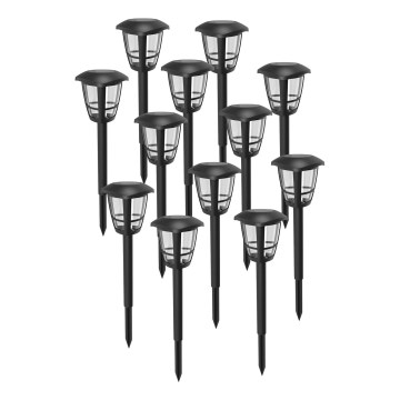 Aigostar – päikesepaneeliga LED-lampide komplekt (12 tk), LED/0,06W/2V, 33,8 cm, 6500K, 100 mAh, IP44, must
