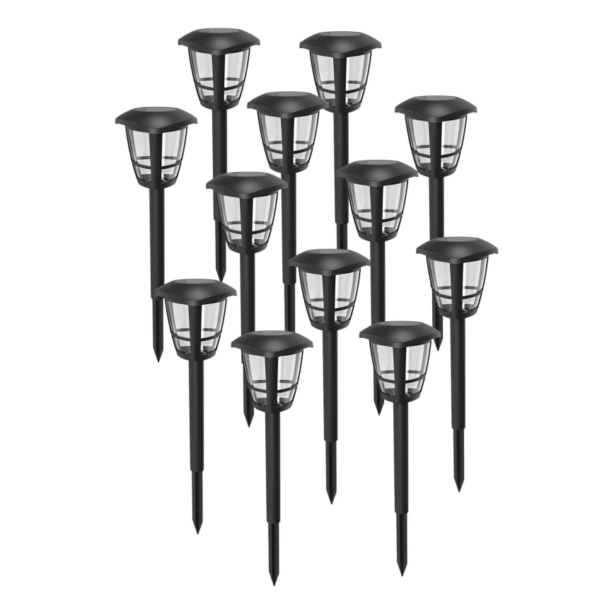 Aigostar – päikesepaneeliga LED-lampide komplekt (12 tk), LED/0,06W/2V, 33,8 cm, 6500K, 100 mAh, IP44, must