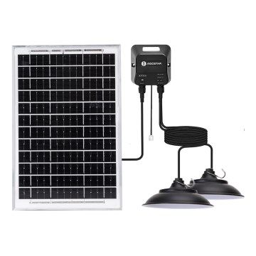 Aigostar - päikesepaneeliga LED-lühter anduriga 2xLED/35W/12V 6000 mAh 6500K IP65 läbimõõt 15 cm + kaugjuhtimispult