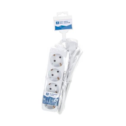 Aigostar - Pikendusjuhe 4Z Tüüp F 1,5m valge SCHUKO