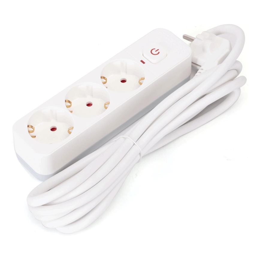 Aigostar - Pikendusjuhe lülitiga 3P Tüüp F 3m SCHUKO valge