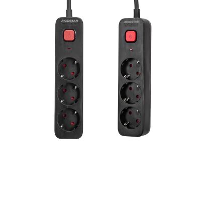 Aigostar - Pikendusjuhe lülitiga 3Z Tüüp F 1,5m must