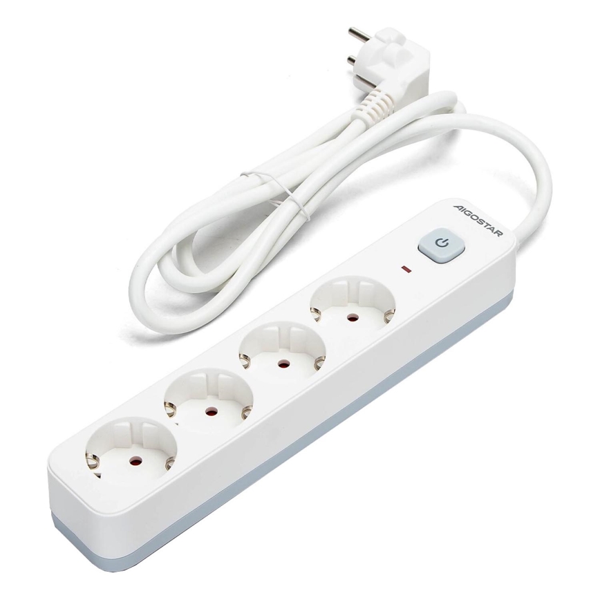 Aigostar - Pikendusjuhe lülitiga 4P Tüüp F 1,5m SCHUKO valge