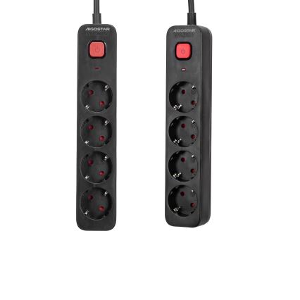 Aigostar - Pikendusjuhe lülitiga 4Z Tüüp F 1,5m must