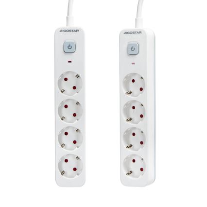 Aigostar - Pikendusjuhe lülitiga 4Z Tüüp F 1,5m valge