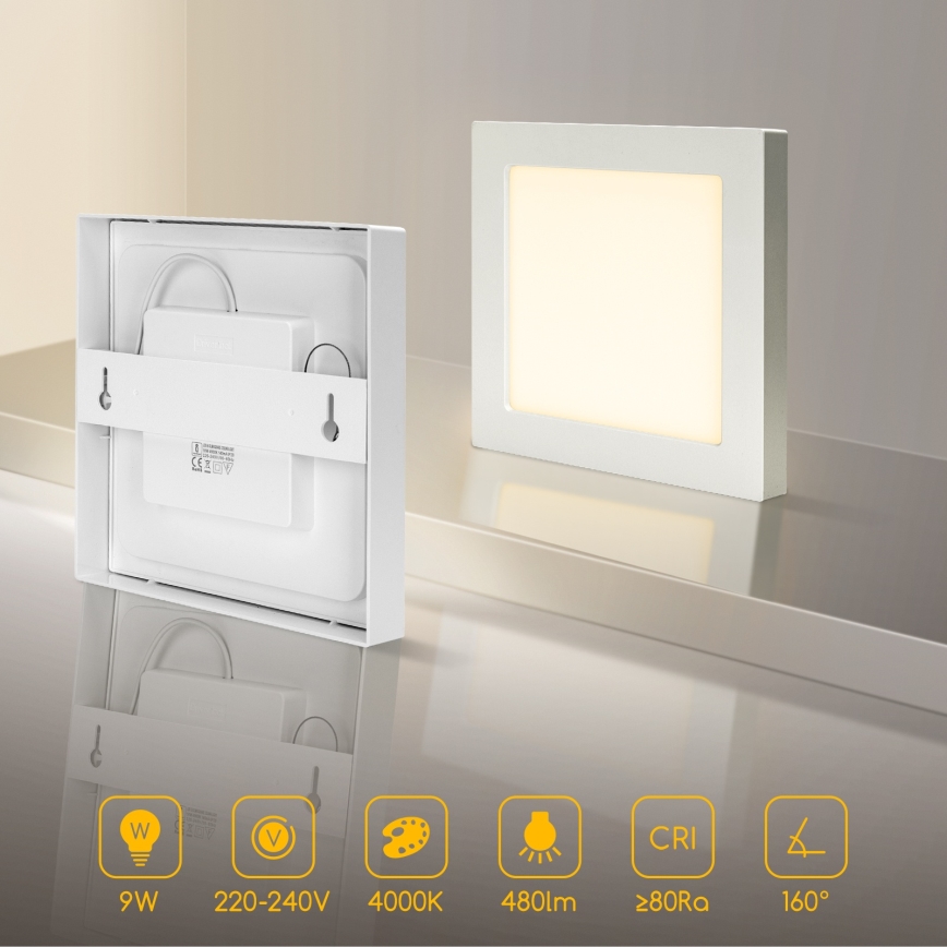 Aigostar - pinnapealne LED-laevalgusti LED/9W/230V 4000K 12,2x12,2 cm valge