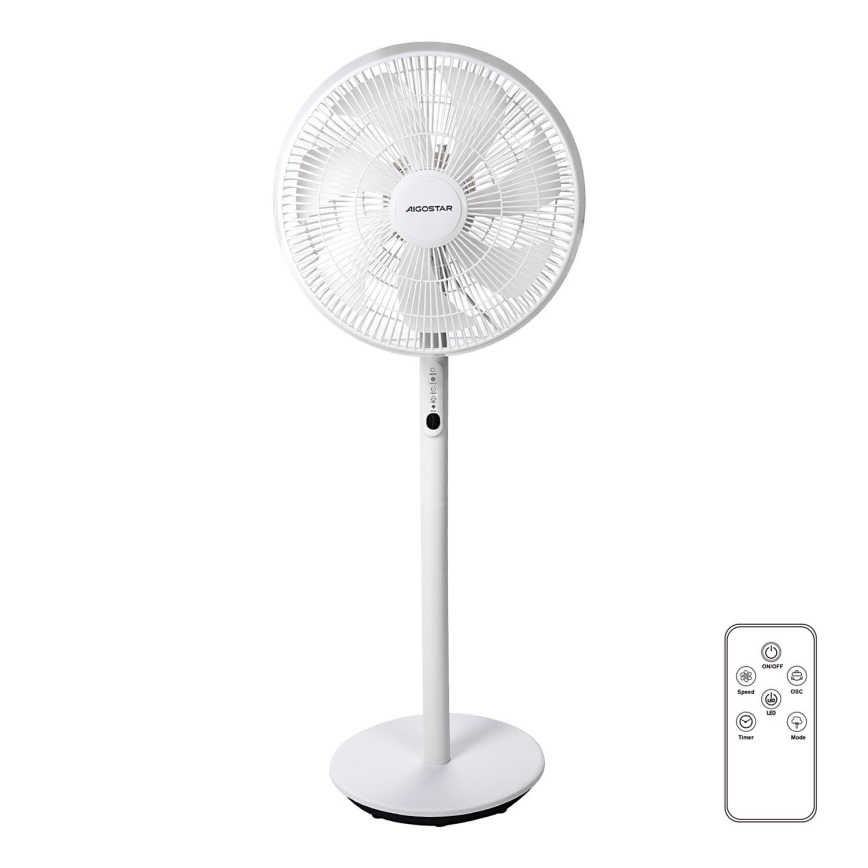 Aigostar - Põrandaventilaator 2in1 45W/230V valge + kaugjuhtimispult