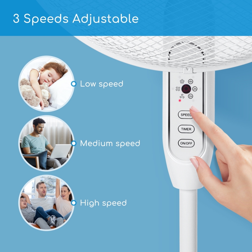 Aigostar - Põrandaventilaator 40W/230V 120 cm valge