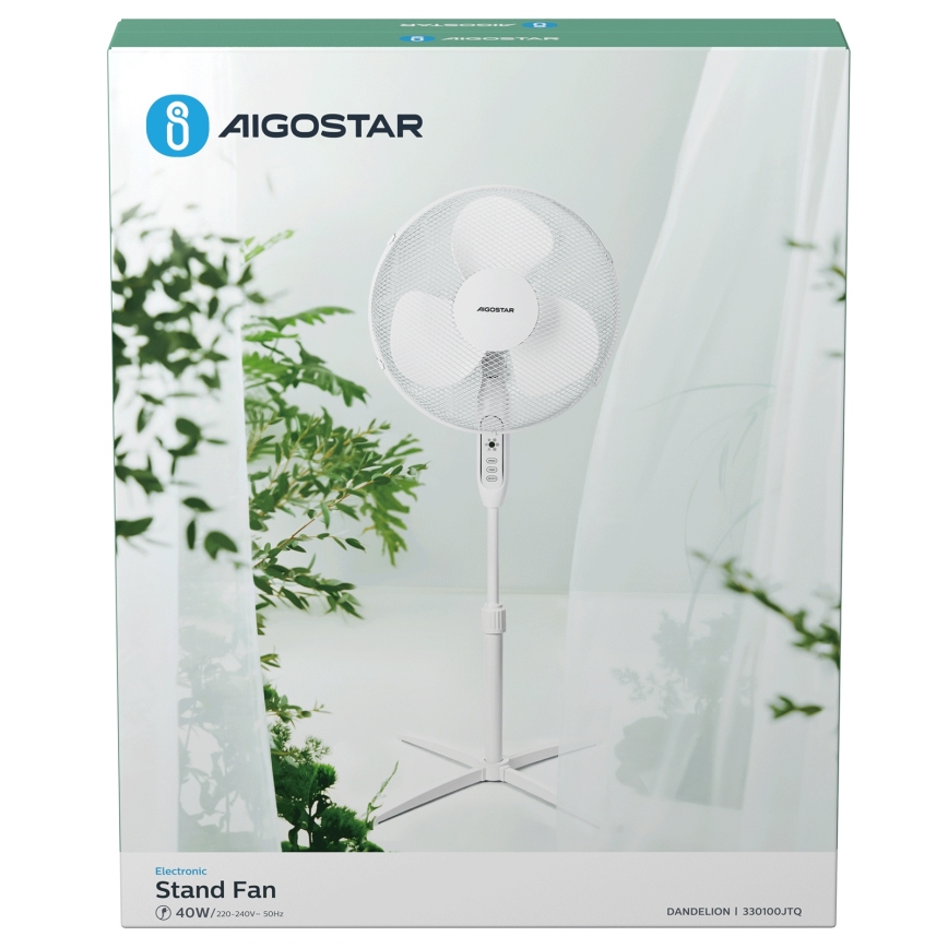 Aigostar - Põrandaventilaator 40W/230V 120 cm valge