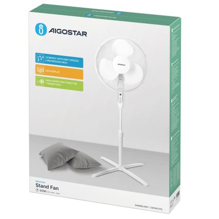 Aigostar - Põrandaventilaator 40W/230V 120 cm valge