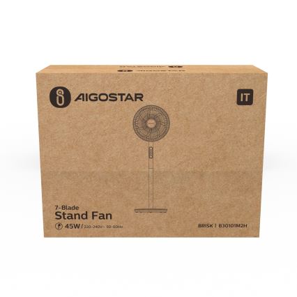 Aigostar - Põrandaventilaator 45W/230V 110 cm valge