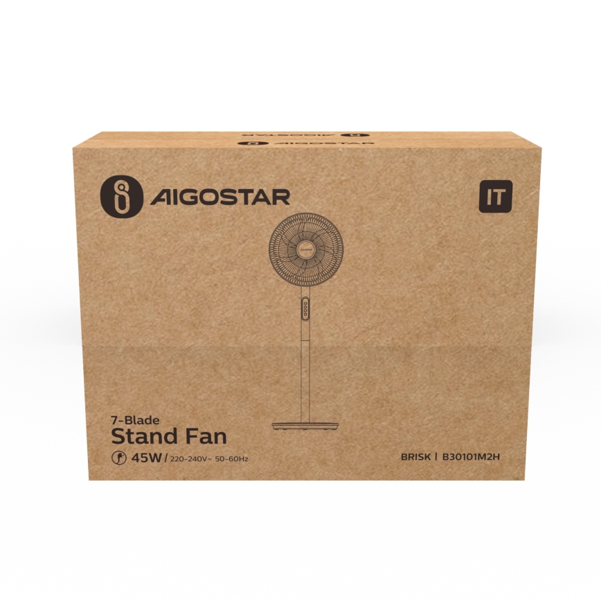 Aigostar - Põrandaventilaator 45W/230V 110 cm valge