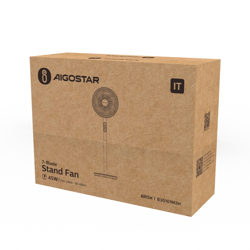 Aigostar - Põrandaventilaator 45W/230V 110 cm valge