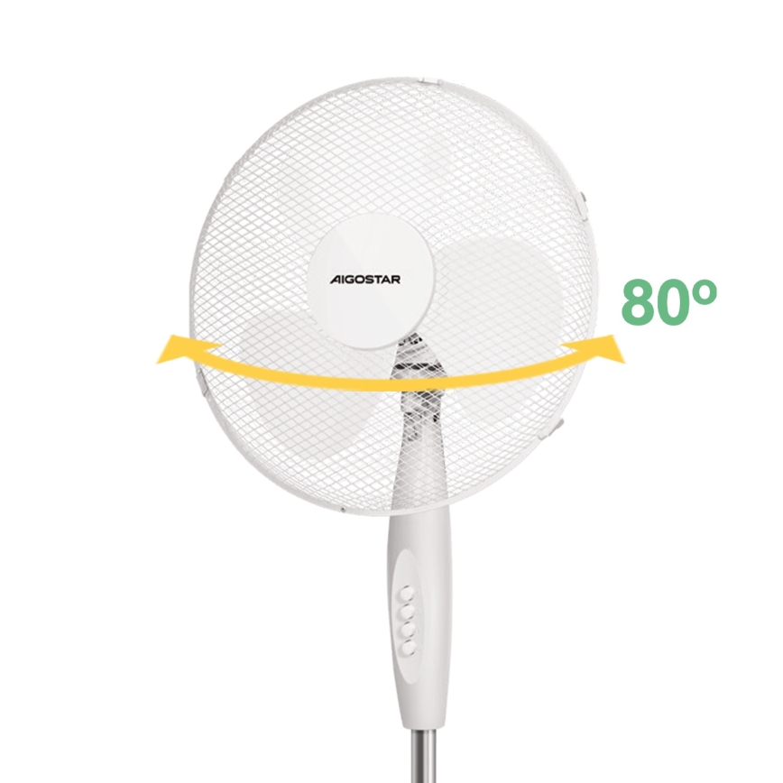 Aigostar - Põrandaventilaator 45W/230V 125 cm valge